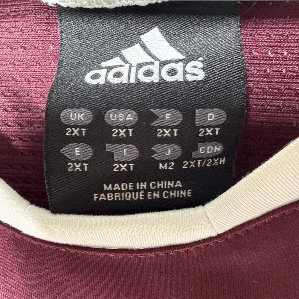 Adidas 2XT Practice Basketball Jersey Men Maroon White Mesh Performance Big Tall